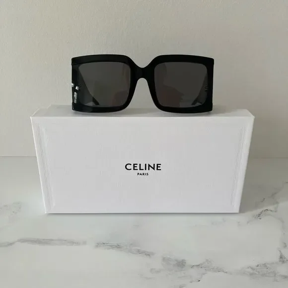 Celine Oversized Square Sunglasses 60mm Black - Picture 3 of 6